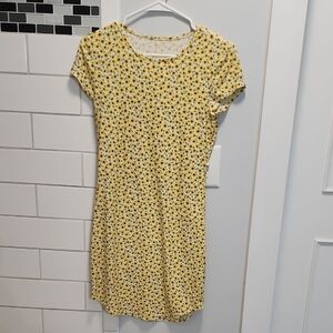 No Boundaries Yellow Floral Short Sleeve Mini Dress